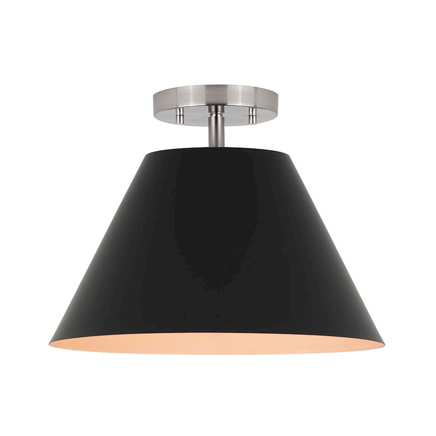 Canarm Talia 12in 1-Light Semi-Flush Mount | Brushed Nickel and Matte Black Metal Shade | Entryway & Hallway | 12.5 x 9.5 in | Model ISF1076A01BKN