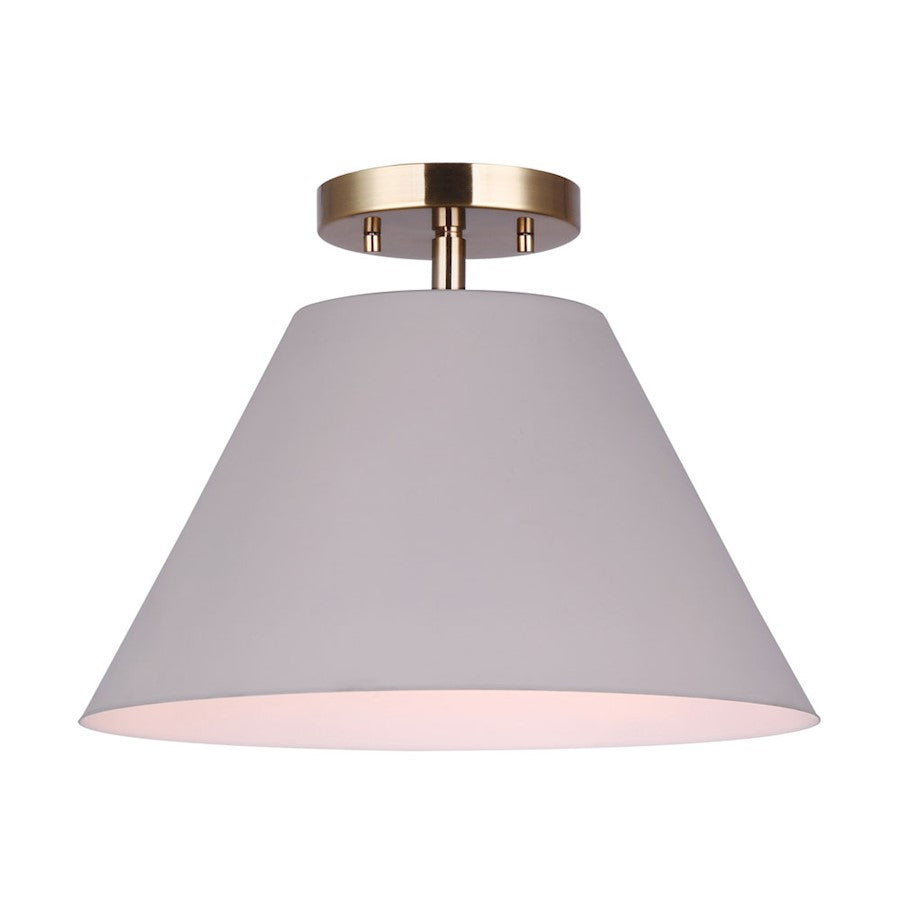 Canarm Talia 12in 1-Light Semi-Flush Mount | Matte Gold and Matte Grey Metal Shade | Entryway & Hallway | 12.5 x 9.5 in | Model ISF1076A01MGG