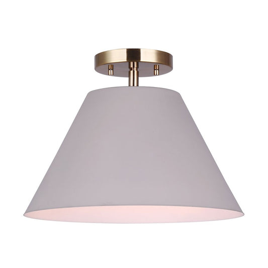 Canarm Talia 12in 1-Light Semi-Flush Mount | Matte Gold and Matte Grey Metal Shade | Entryway & Hallway | 12.5 x 9.5 in | Model ISF1076A01MGG