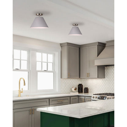 Canarm Talia 12in 1-Light Semi-Flush Mount | Matte Gold and Matte Grey Metal Shade | Entryway & Hallway | 12.5 x 9.5 in | Model ISF1076A01MGG
