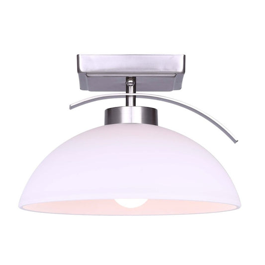 Canarm Mack 10in 1-Light Semi-Flush Mount | Brushed Nickel Metal and Opal Glass Shade | Entryway & Hallway | 9.75 x 6.75 in | Model ISF1077A01BN