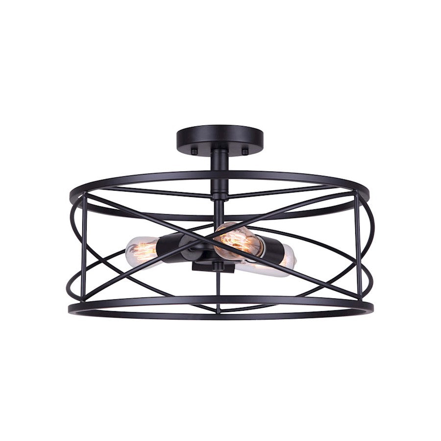 Canarm Malene 16in 3-Light Semi-Flush | Matte Black Metal | Hallway & Entryway | 16 x 16 x 10 in | Model ISF1079A03BK