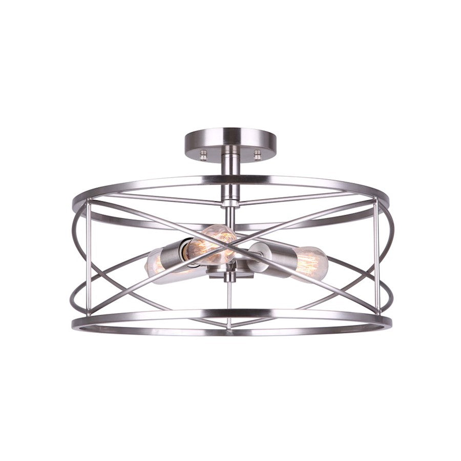 Canarm Malene 16in 3-Light Semi-Flush | Brushed Nickel Metal | Hallway & Entryway | 16 x 16 x 10 in | Model ISF1079A03BN