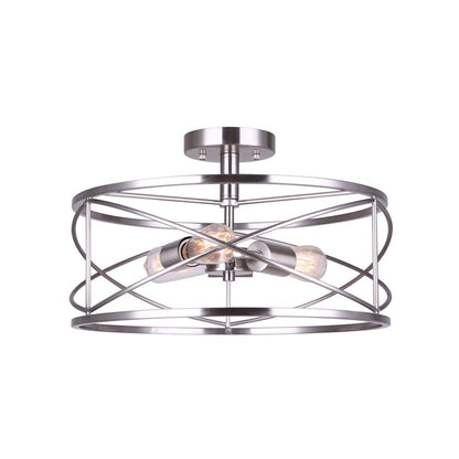 Canarm Malene 16in 3-Light Semi-Flush | Brushed Nickel Metal | Hallway & Entryway | 16 x 16 x 10 in | Model ISF1079A03BN