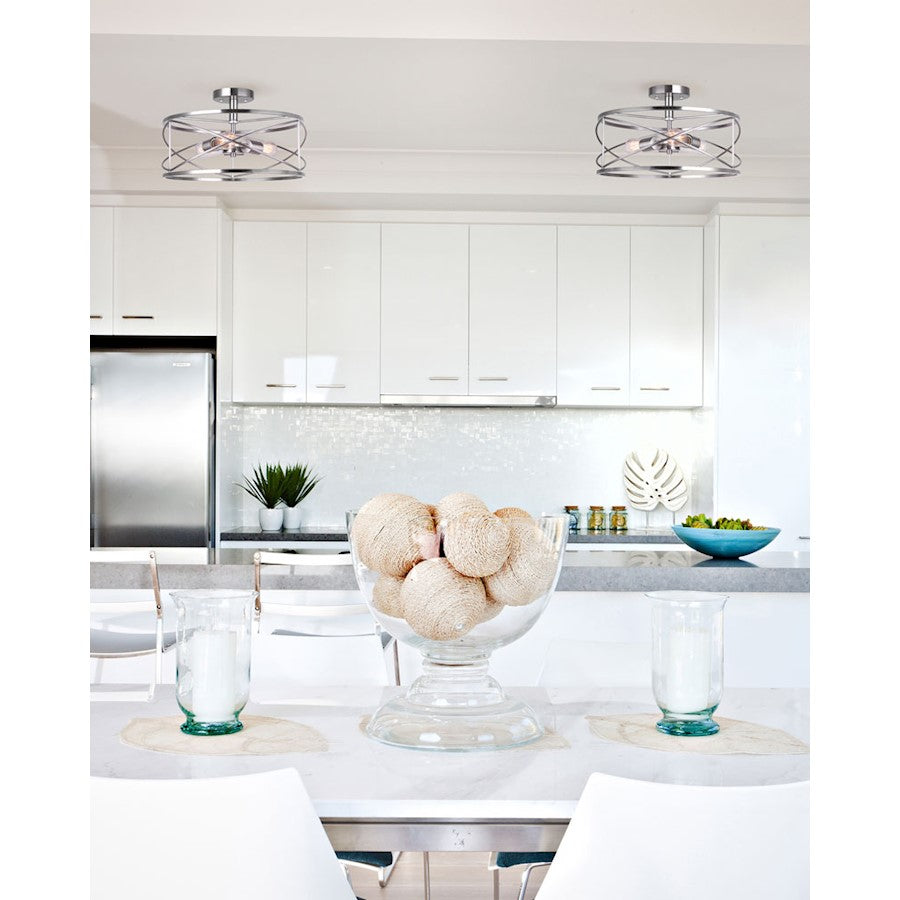Canarm Malene 16in 3-Light Semi-Flush | Brushed Nickel Metal | Hallway & Entryway | 16 x 16 x 10 in | Model ISF1079A03BN