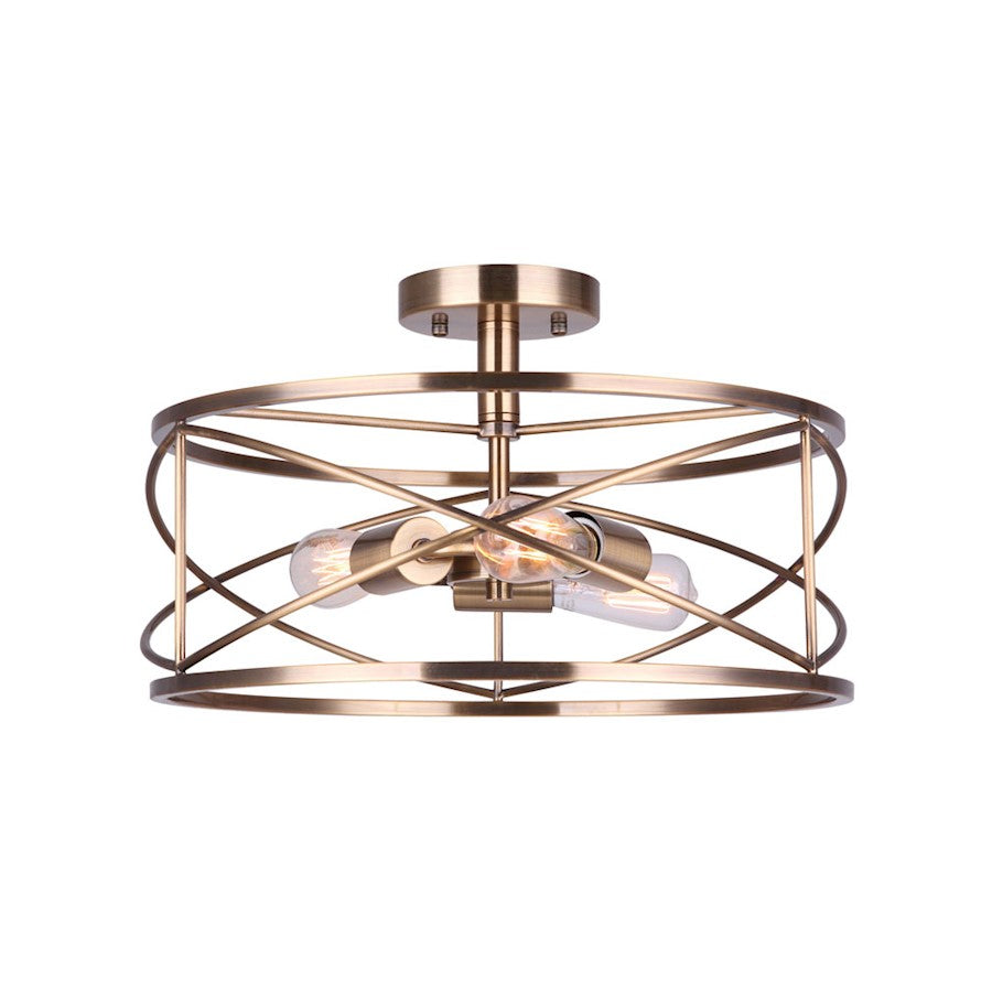 Canarm Malene 16in 3-Light Semi-Flush | Gold Metal | Hallway & Entryway | 16 x 16 x 10 in | Model ISF1079A03GD