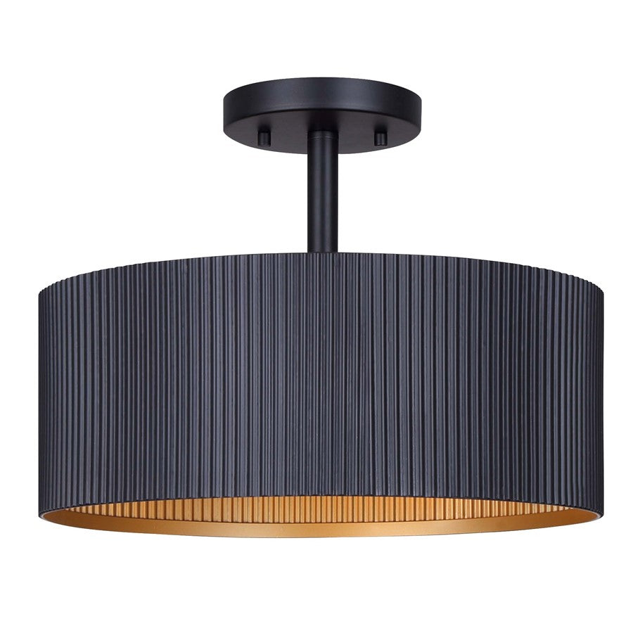 Canarm Rexton 13in 2-Light Semi-Flush Mount | Matte Black Metal | Bedroom & Living Room | 13 x 13 x 10 in | Model ISF1119A02BK