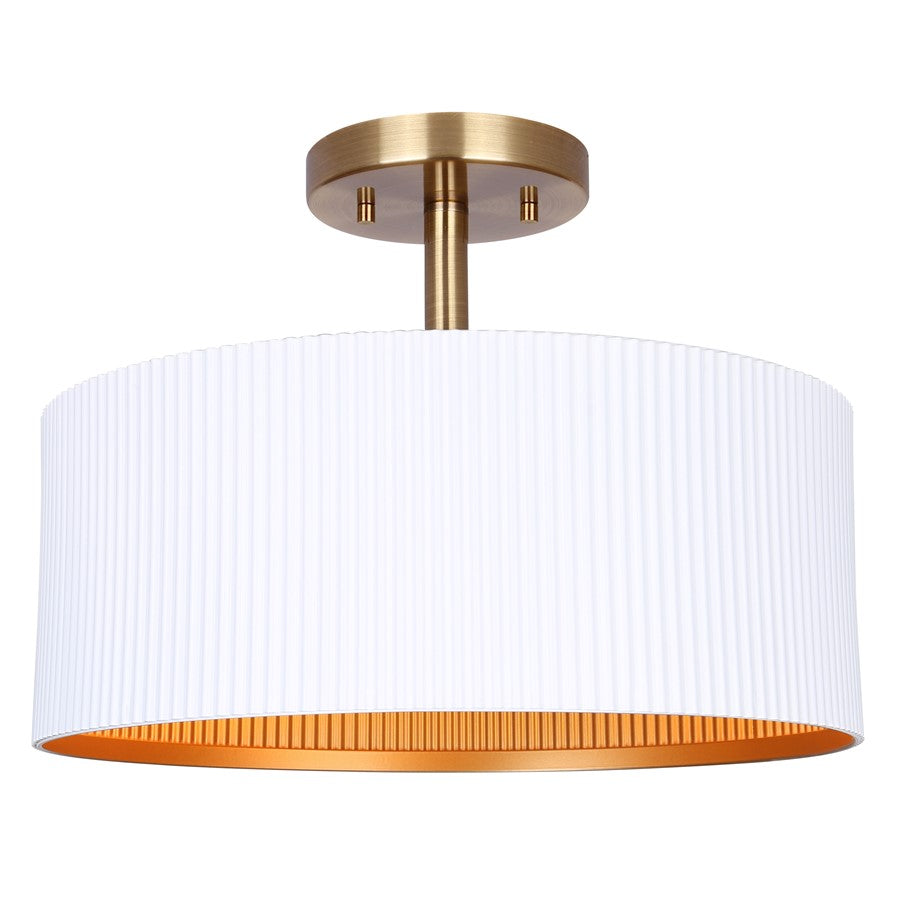 Canarm Rexton 13in 2-Light Semi-Flush Mount | Matte White Metal | Bedroom & Living Room | 13 x 13 x 9 in | Model ISF1119A02WHG
