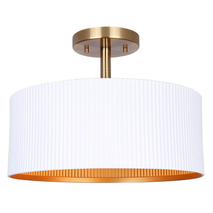 Canarm Rexton 13in 2-Light Semi-Flush Mount | Matte White Metal | Bedroom & Living Room | 13 x 13 x 9 in | Model ISF1119A02WHG