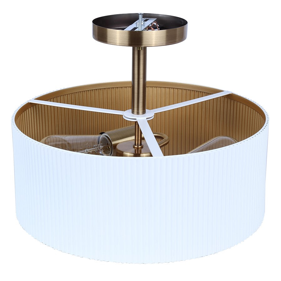 Canarm Rexton 13in 2-Light Semi-Flush Mount | Matte White Metal | Bedroom & Living Room | 13 x 13 x 9 in | Model ISF1119A02WHG