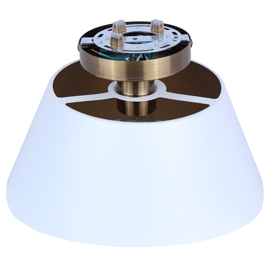 Canarm Daxton 12.75in 1-Light Semi-Flush Mount | Mid-Century Matte White with Gold Accent | Bedroom & Hallway | Model ISF1146A01WHG