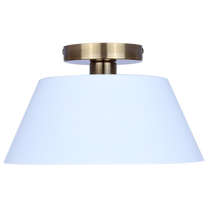 Canarm Daxton 12.75in 1-Light Semi-Flush Mount | Mid-Century Matte White with Gold Accent | Bedroom & Hallway | Model ISF1146A01WHG