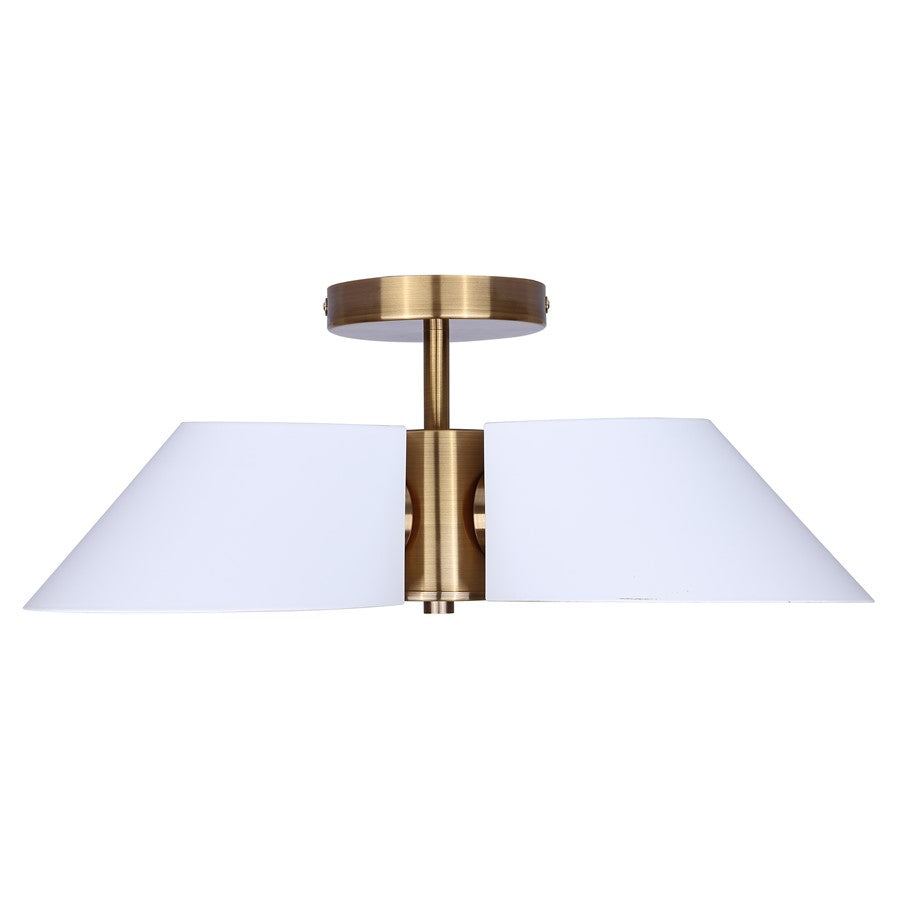 Canarm Daxton 20in 3-Light Semi-Flush Mount | Mid-Century Matte White with Gold Accent | Entryway & Hallway | 20 x 20 x 7.5 in | Model ISF1146A03WHG