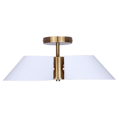 Canarm Daxton 20in 3-Light Semi-Flush Mount | Mid-Century Matte White with Gold Accent | Entryway & Hallway | 20 x 20 x 7.5 in | Model ISF1146A03WHG