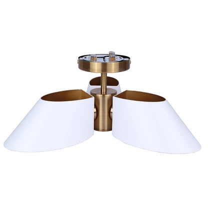 Canarm Daxton 20in 3-Light Semi-Flush Mount | Mid-Century Matte White with Gold Accent | Entryway & Hallway | 20 x 20 x 7.5 in | Model ISF1146A03WHG