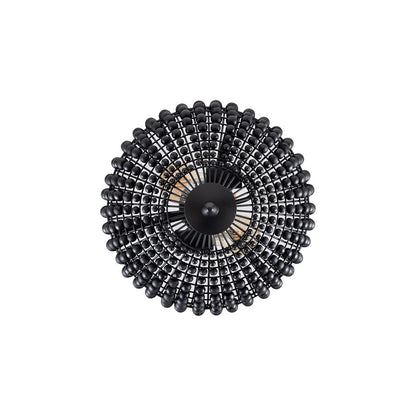 Canarm Burkley 16in 2-Light Semi-Flush Mount | Modern Matte Black with Wood Bead Accents | Bedroom & Hallway | 16 x 16 x 15 in | Model ISF1185A02BK16
