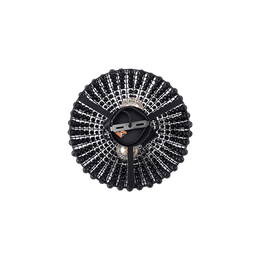 Canarm Burkley 16in 2-Light Semi-Flush Mount | Modern Matte Black with Wood Bead Accents | Bedroom & Hallway | 16 x 16 x 15 in | Model ISF1185A02BK16