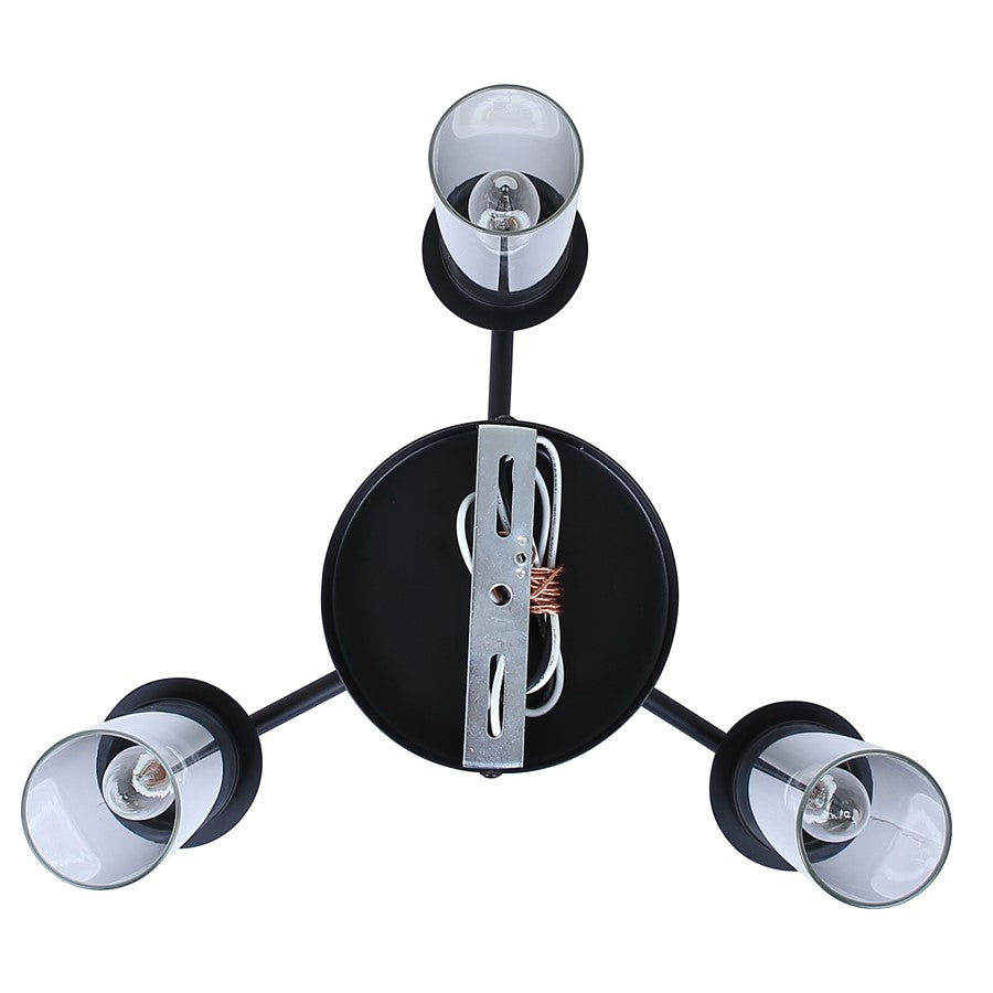 Canarm Benson 16in 3-Light Semi-Flush Mount | Transitional Matte Black with Clear Glass Globes | Kitchen & Bedroom | Model ISF1205A03BK