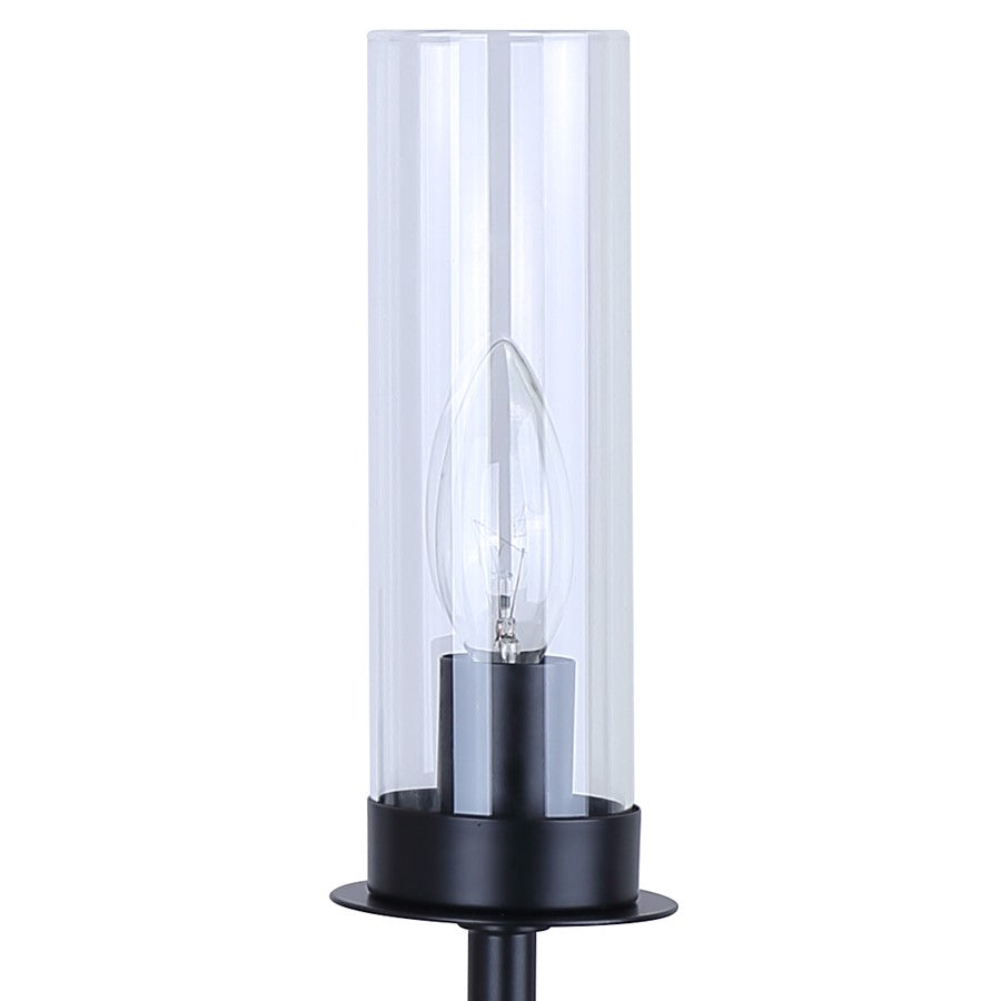 Canarm Benson 16in 3-Light Semi-Flush Mount | Transitional Matte Black with Clear Glass Globes | Kitchen & Bedroom | Model ISF1205A03BK