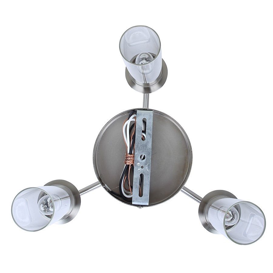 Canarm Benson 16in 3-Light Semi Flush Mount | Brushed Nickel and Clear Glass | Kitchen & Bedroom | 16 x 16 x 14 in | Model ISF1205A03BN