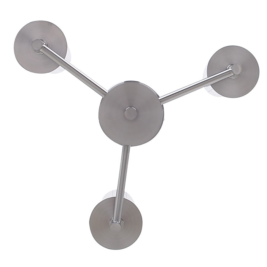 Canarm Benson 16in 3-Light Semi Flush Mount | Brushed Nickel and Clear Glass | Kitchen & Bedroom | 16 x 16 x 14 in | Model ISF1205A03BN