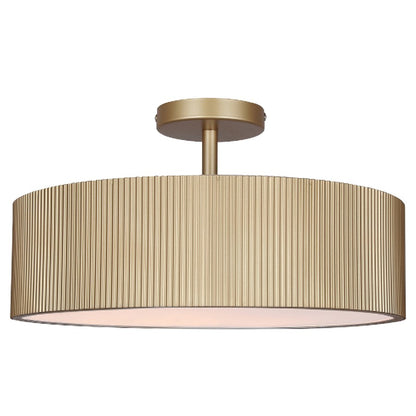 Canarm Scarlett 18in 2-Light Semi Flush Mount | Painted Gold and Ribbed Metal | Kitchen & Dining Room | 18 x 18 x 9.75 in | Model ISF1208A02PGD