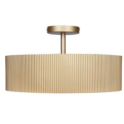 Canarm Scarlett 18in 2-Light Semi Flush Mount | Painted Gold and Ribbed Metal | Kitchen & Dining Room | 18 x 18 x 9.75 in | Model ISF1208A02PGD