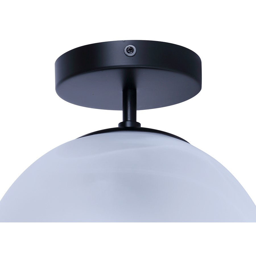 Canarm Mackenna 9.75in 1-Light Semi Flush Mount | Matte Black and Alabaster Glass | Entryway & Bedroom | 9.75 x 9.75 x 12.37 in | Model ISF1229A01BK