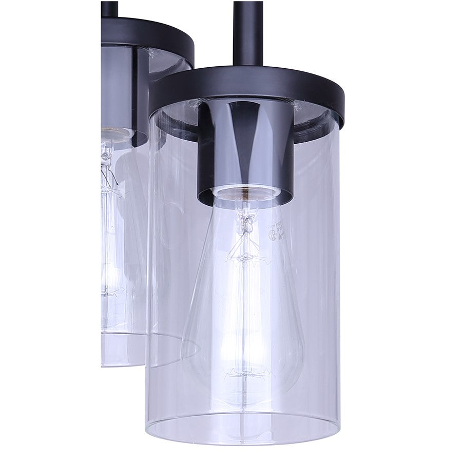 Canarm Britton 10in 3-Light Semi-Flush Mount | Modern Matte Black and Clear Glass | Entryway & Bedroom | 10.75 x 10.75 x 12.75 in | Model ISF1234A03BK
