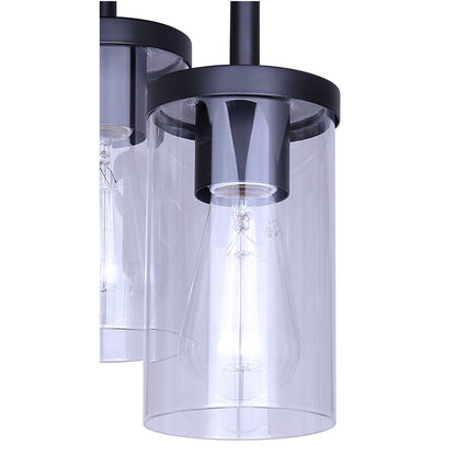 Canarm Britton 10in 3-Light Semi-Flush Mount | Modern Matte Black and Clear Glass | Entryway & Bedroom | 10.75 x 10.75 x 12.75 in | Model ISF1234A03BK