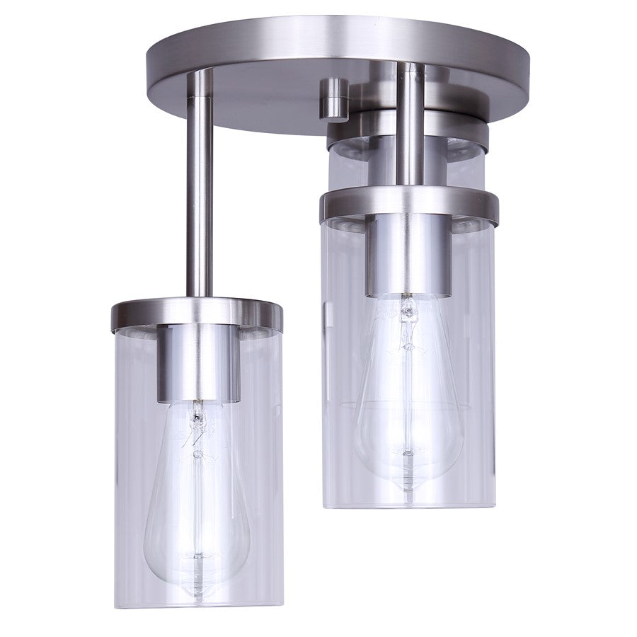 Canarm Britton 10in 3-Light Semi-Flush Mount | Modern Brushed Nickel and Clear Glass | Entryway & Bedroom | Model ISF1234A03BN