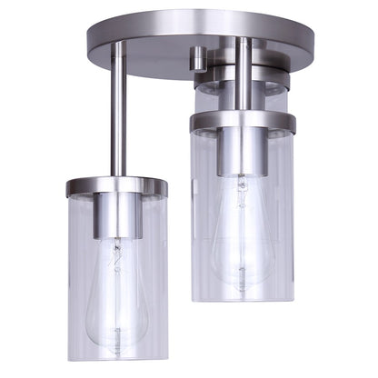 Canarm Britton 10in 3-Light Semi-Flush Mount | Modern Brushed Nickel and Clear Glass | Entryway & Bedroom | Model ISF1234A03BN