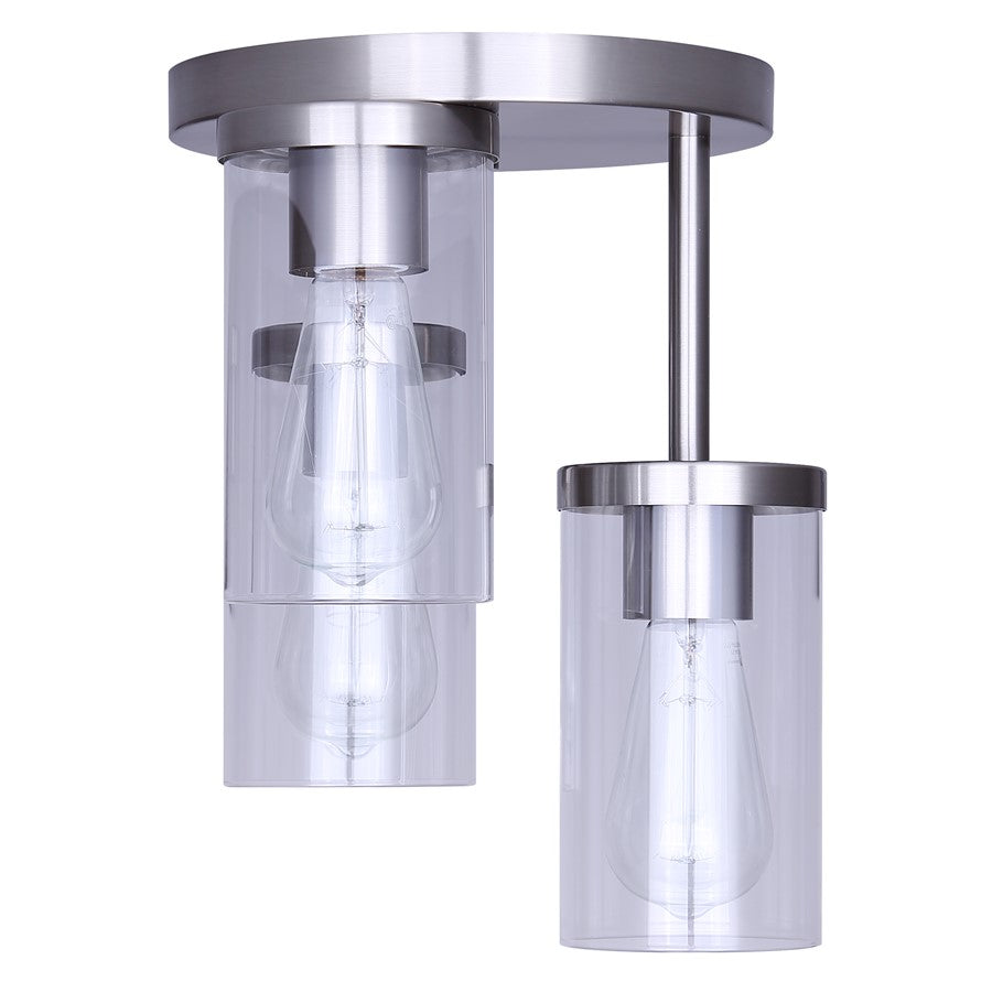 Canarm Britton 10in 3-Light Semi-Flush Mount | Modern Brushed Nickel and Clear Glass | Entryway & Bedroom | Model ISF1234A03BN