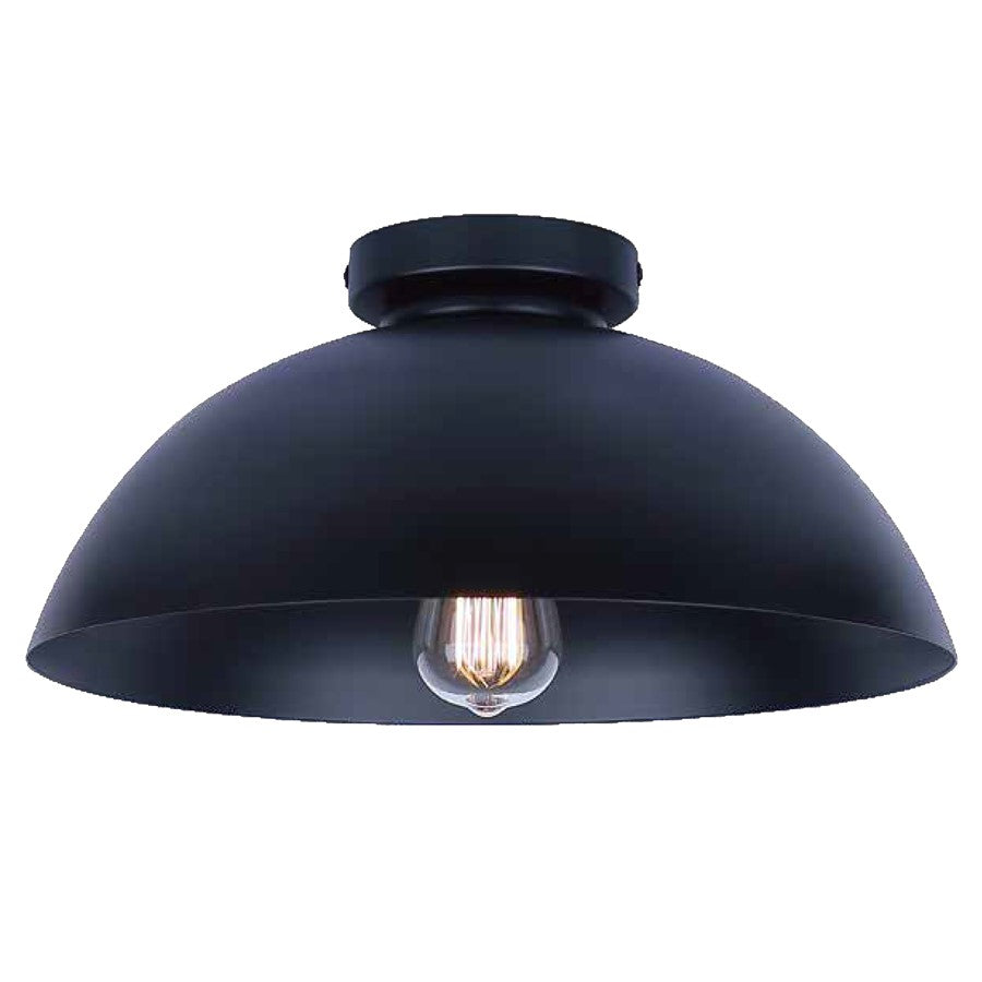 Canarm Eddie 15.5in 1-Light Semi-Flush Mount | Modern Matte Black Steel | Hallway & Bedroom Ceiling Light | 15.5 x 15.5 x 7.5 in | Model ISF2192B01BK