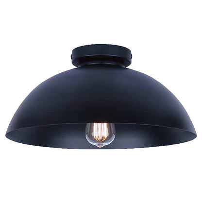 Canarm Eddie 15.5in 1-Light Semi-Flush Mount | Modern Matte Black Steel | Hallway & Bedroom Ceiling Light | 15.5 x 15.5 x 7.5 in | Model ISF2192B01BK