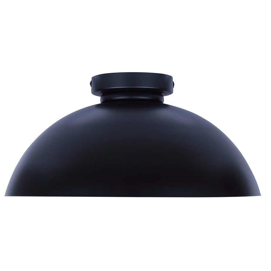 Canarm Eddie 15.5in 1-Light Semi-Flush Mount | Modern Matte Black Steel | Hallway & Bedroom Ceiling Light | 15.5 x 15.5 x 7.5 in | Model ISF2192B01BK