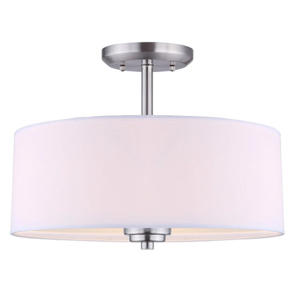 Canarm Pier 14.5in 3-Light Semi-Flush Mount | Traditional Brushed Pewter and Flat Opal Glass | Dining Room & Foyer Ceiling Light | Model ISF280A03BPT