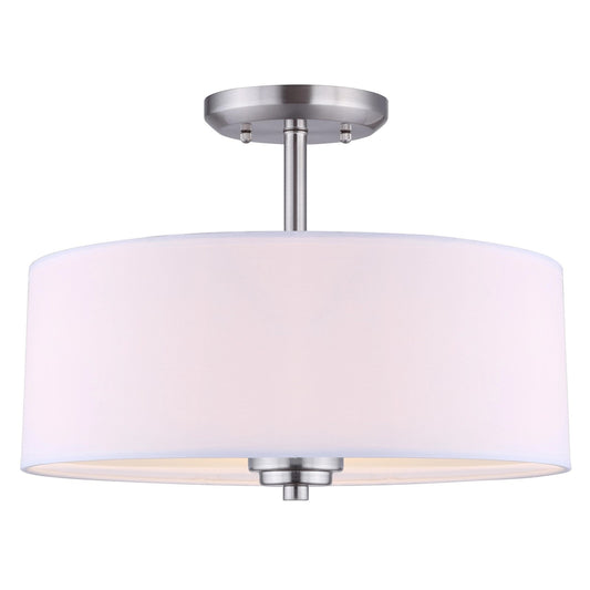 Canarm Pier 14.5in 3-Light Semi-Flush Mount | Traditional Brushed Pewter and Flat Opal Glass | Dining Room & Foyer Ceiling Light | Model ISF280A03BPT