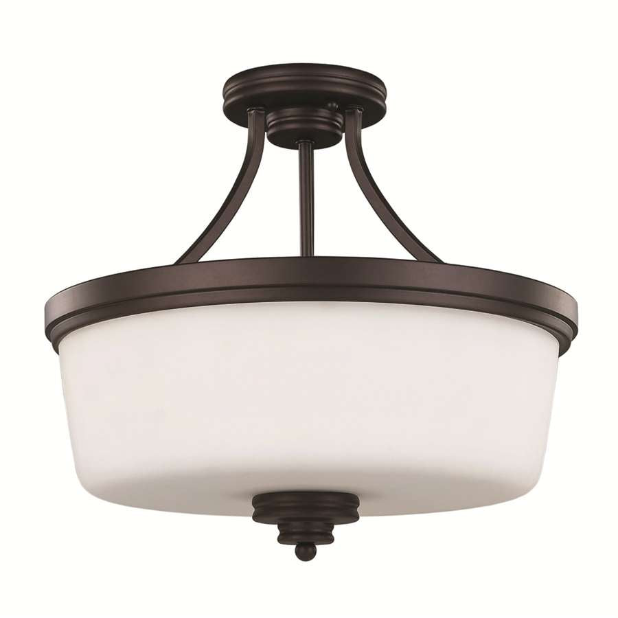 Canarm Jackson 15.75in 3-Light Semi-Flush Mount | Traditional Oil Rubbed Bronze and Flat Opal Glass | Foyer & Dining Room | Model ISF286A03ORB