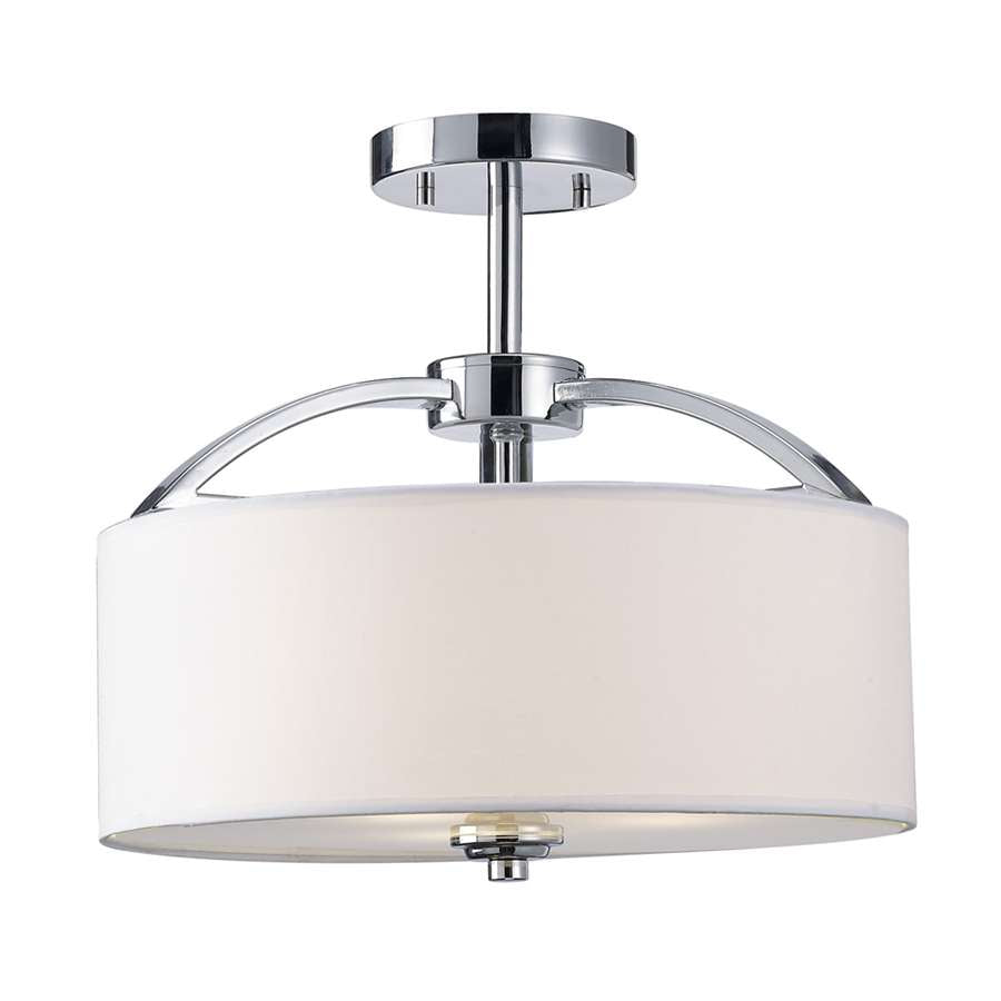 Canarm Milano 16in 3-Light Semi-Flush | Chrome Steel and White Fabric Shade | Bedroom & Hallway Ceiling Light | 16 x 16 x 12 in | Model ISF425A03CH