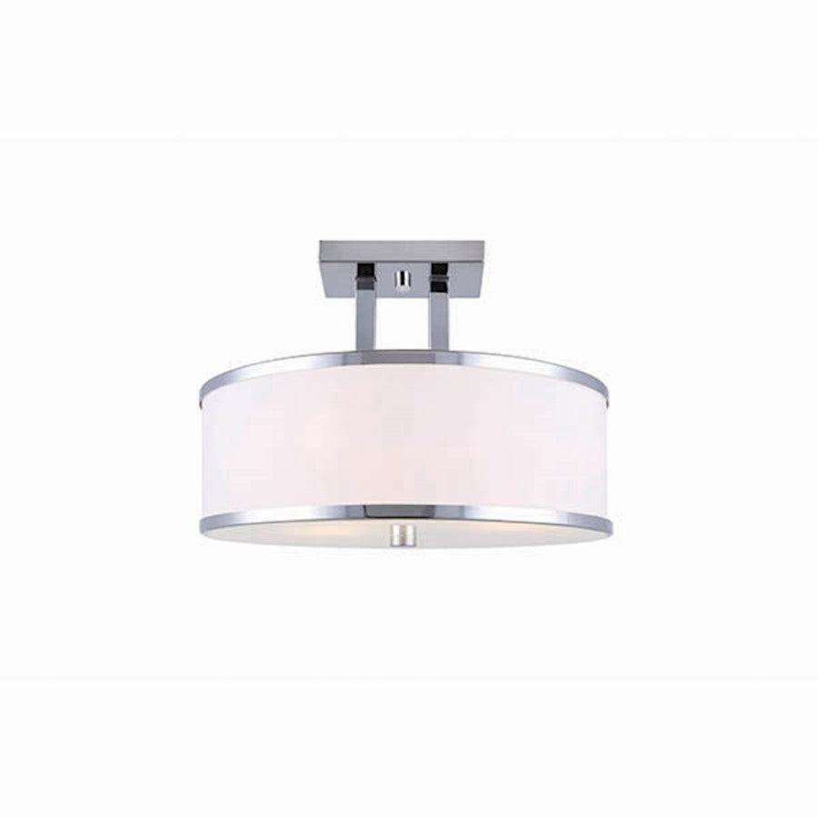 Canarm Amelia 15in 3-Light Semi-Flush | Chrome Steel and Opal Glass | Kitchen & Dining Room Ceiling Light | 15 x 15 x 10 in | Model ISF511A03CH