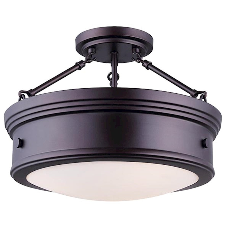 Canarm Boku 15in 3-Light Semi-Flush | Oil Rubbed Bronze and Clear Glass Diffuser | Bedroom & Hallway | 15 x 12 in | Model ISF624A03ORB