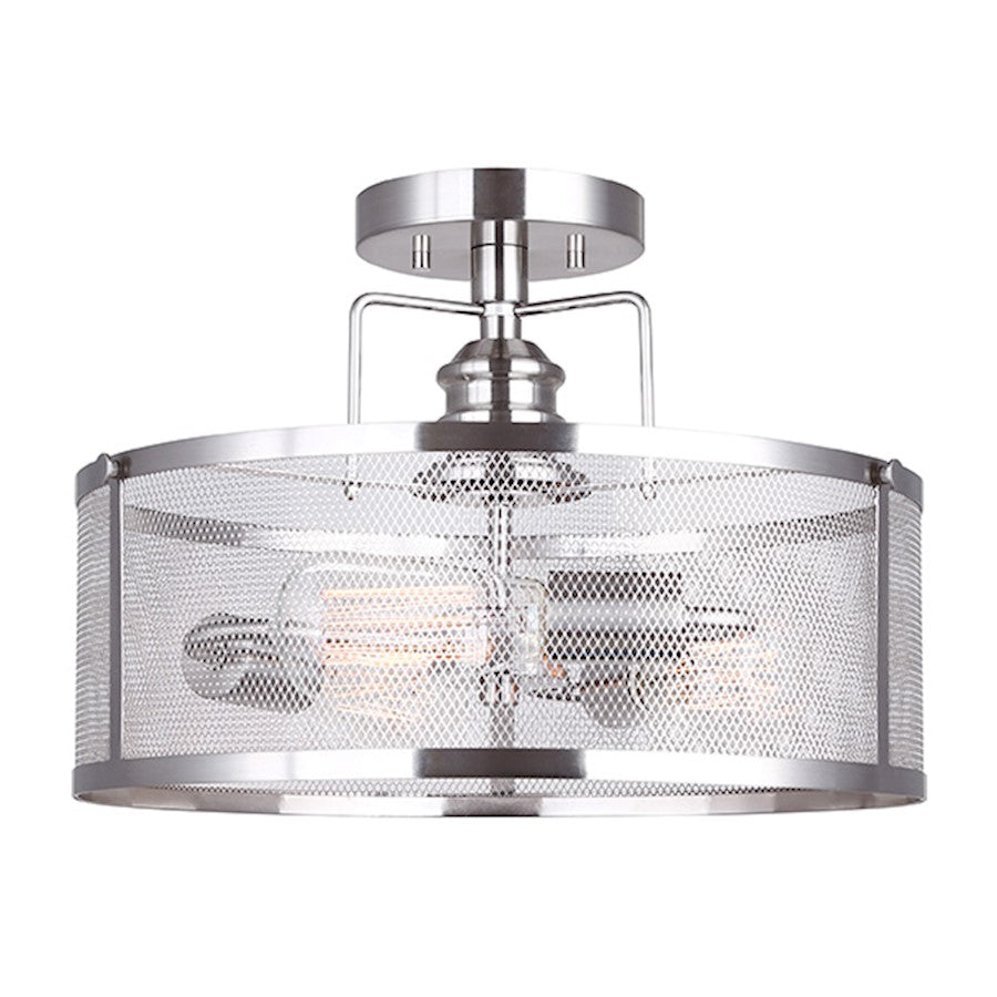 Canarm Beckett 15in 3-Light Semi-Flush | Brushed Nickel and Clear Glass | Bedroom & Dining Room | 15 x 11 in | Model ISF626A03BN