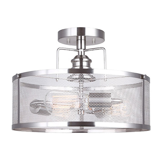 Canarm Beckett 15in 3-Light Semi-Flush | Brushed Nickel and Clear Glass | Bedroom & Dining Room | 15 x 11 in | Model ISF626A03BN