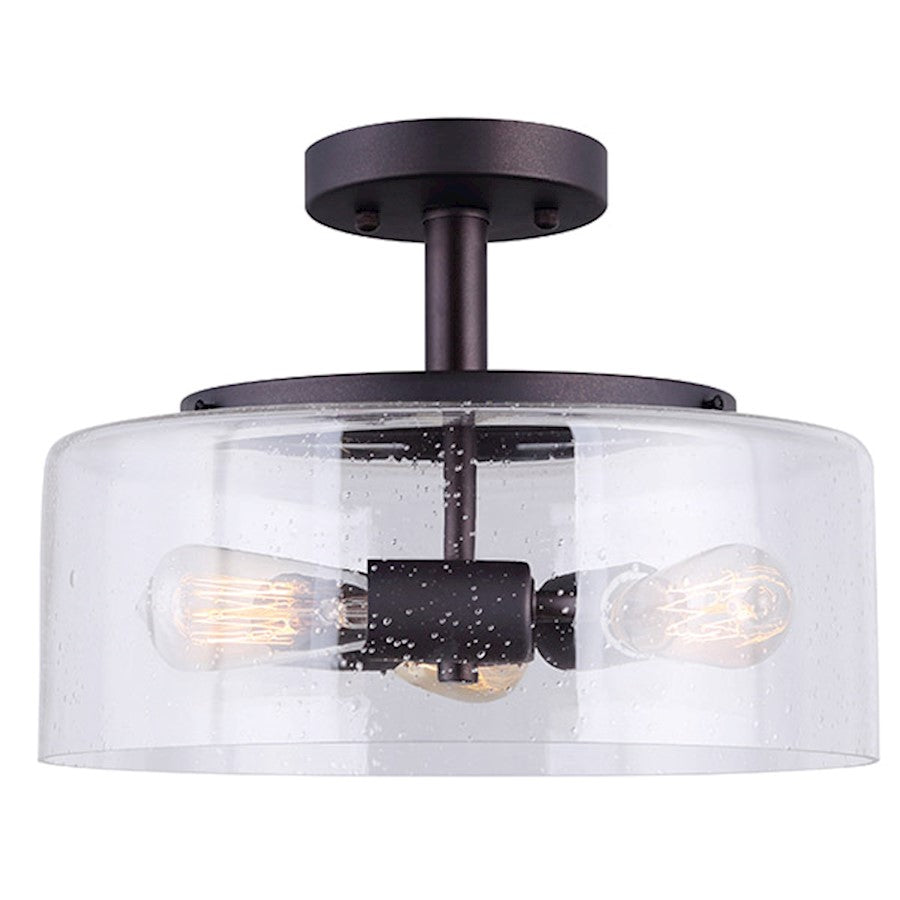 Canarm Nash 13in 3-Light Semi-Flush | Oil Rubbed Bronze and Seeded Glass Shades | Kitchen & Dining Room | 13 x 10 in | Model ISF633A03ORB