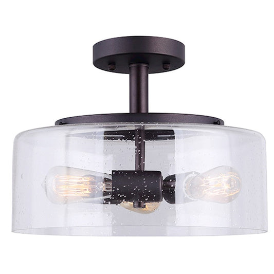 Canarm Nash 13in 3-Light Semi-Flush | Oil Rubbed Bronze and Seeded Glass Shades | Kitchen & Dining Room | 13 x 10 in | Model ISF633A03ORB