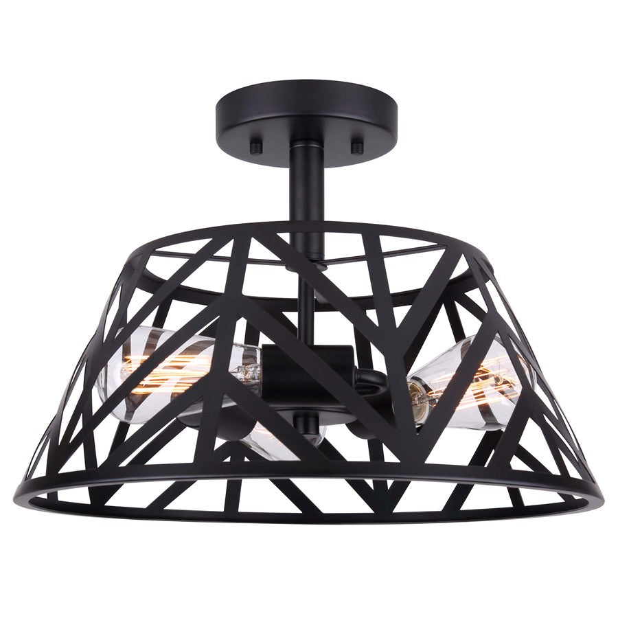 Canarm Maud 16in 3-Light Semi-Flush | Matte Black and Clear Glass | Living Room & Dining Room | 16 x 11 in | Model ISF635B03BK