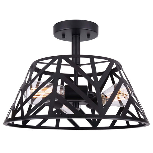 Canarm Maud 16in 3-Light Semi-Flush | Matte Black and Clear Glass | Living Room & Dining Room | 16 x 11 in | Model ISF635B03BK