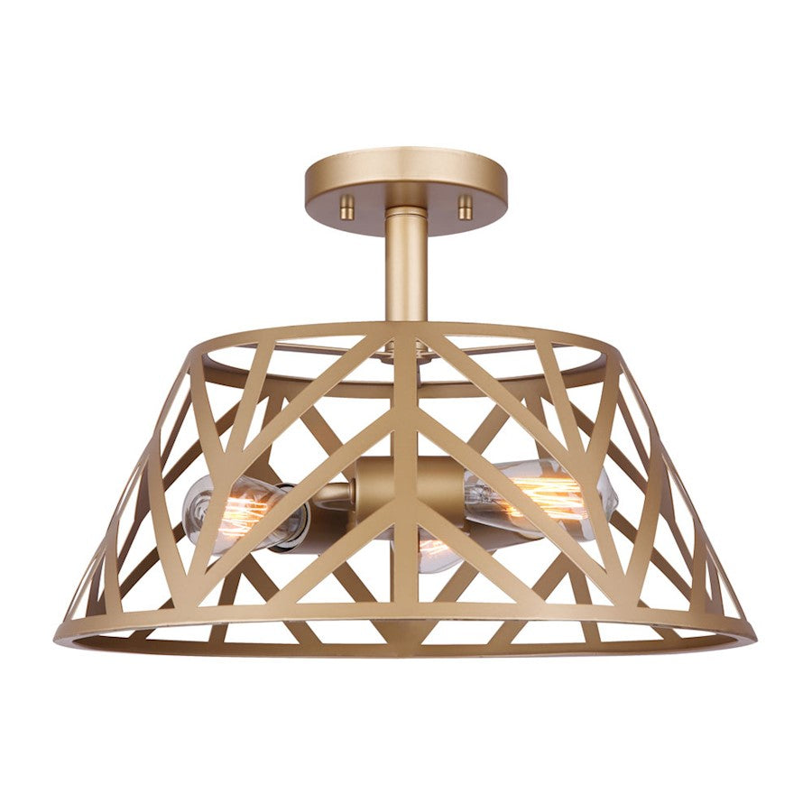 Canarm Maud 15.75in 3-Light Semi-Flush | Mid-Century Painted Gold Metal | Bedroom & Living Room | 15.75 x 11 in | Model ISF635B03PGD