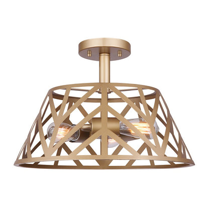 Canarm Maud 15.75in 3-Light Semi-Flush | Mid-Century Painted Gold Metal | Bedroom & Living Room | 15.75 x 11 in | Model ISF635B03PGD